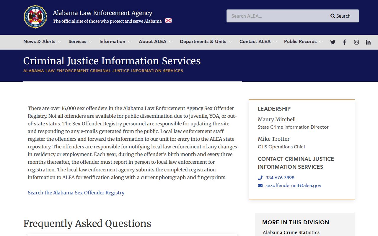 Houston County arrest records ALEA registry information