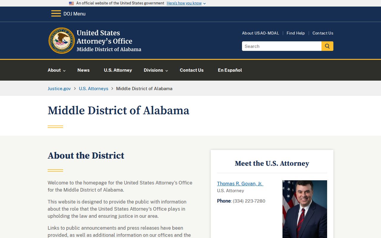 Houston County court dockets U.S. Attorney Middle District of Alabama