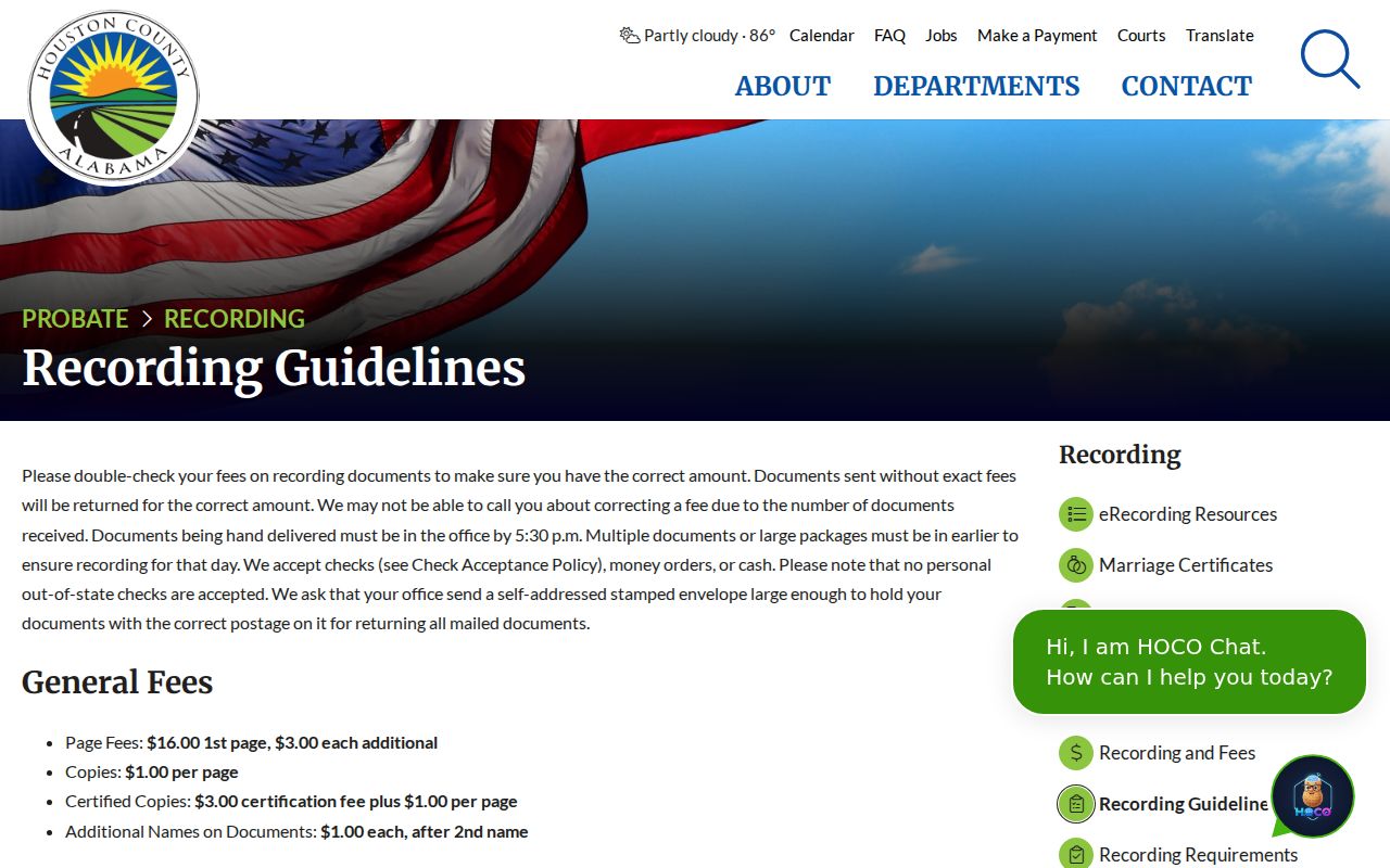 Houston County court records probate recording guidelines