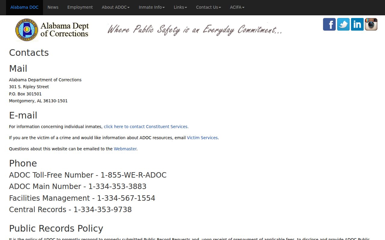 Houston County criminal court records ADOC public records contact
