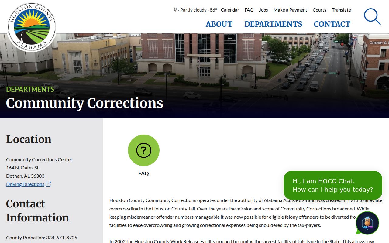 Houston County court records Community Corrections office
