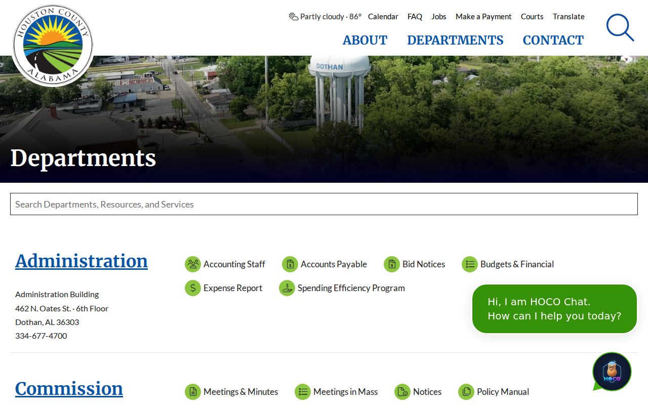 Houston County court records departments directory