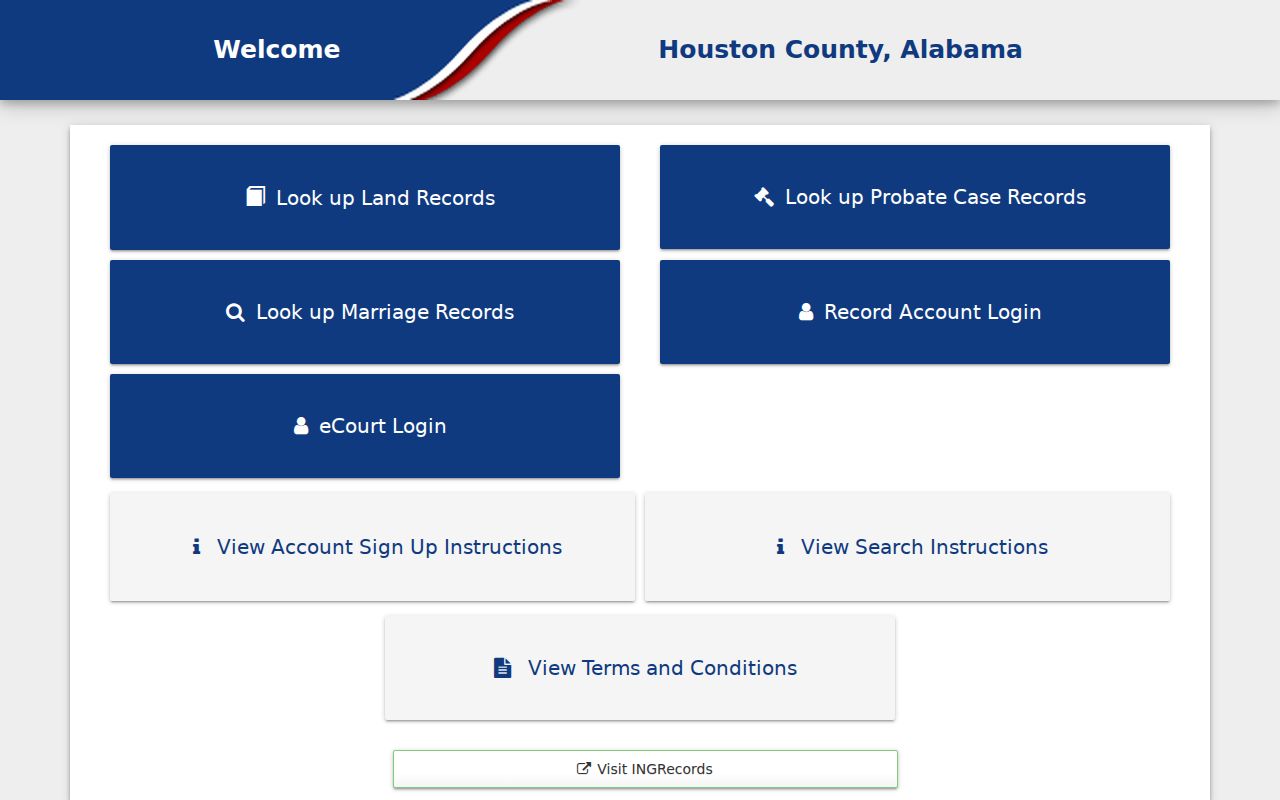 Houston County Ingenuity probate and marriage record portal