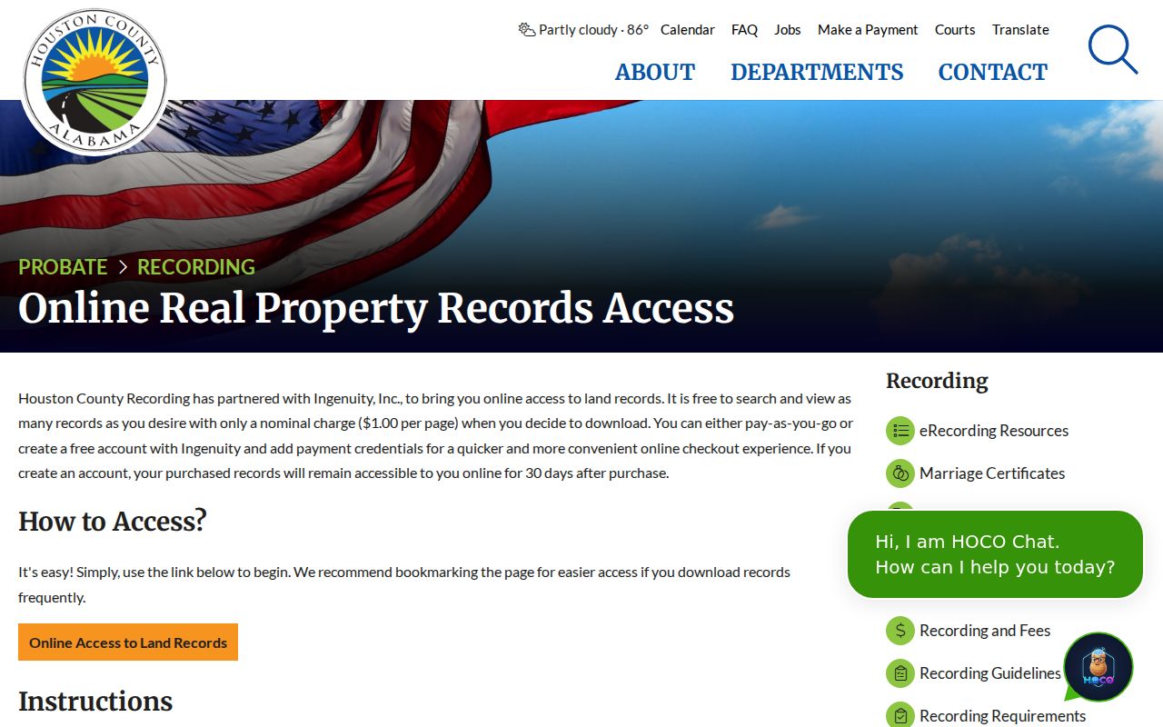 Houston County online probate records access page