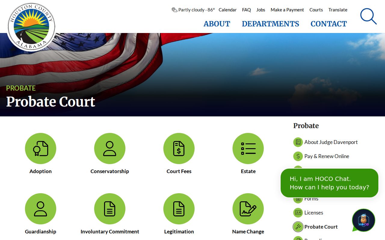 Houston County Probate Court services page