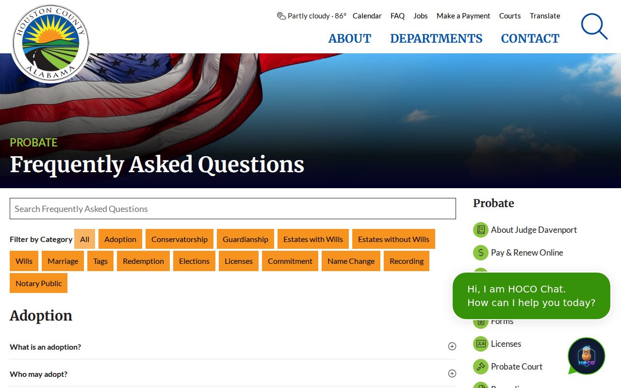 Houston County Probate FAQ page