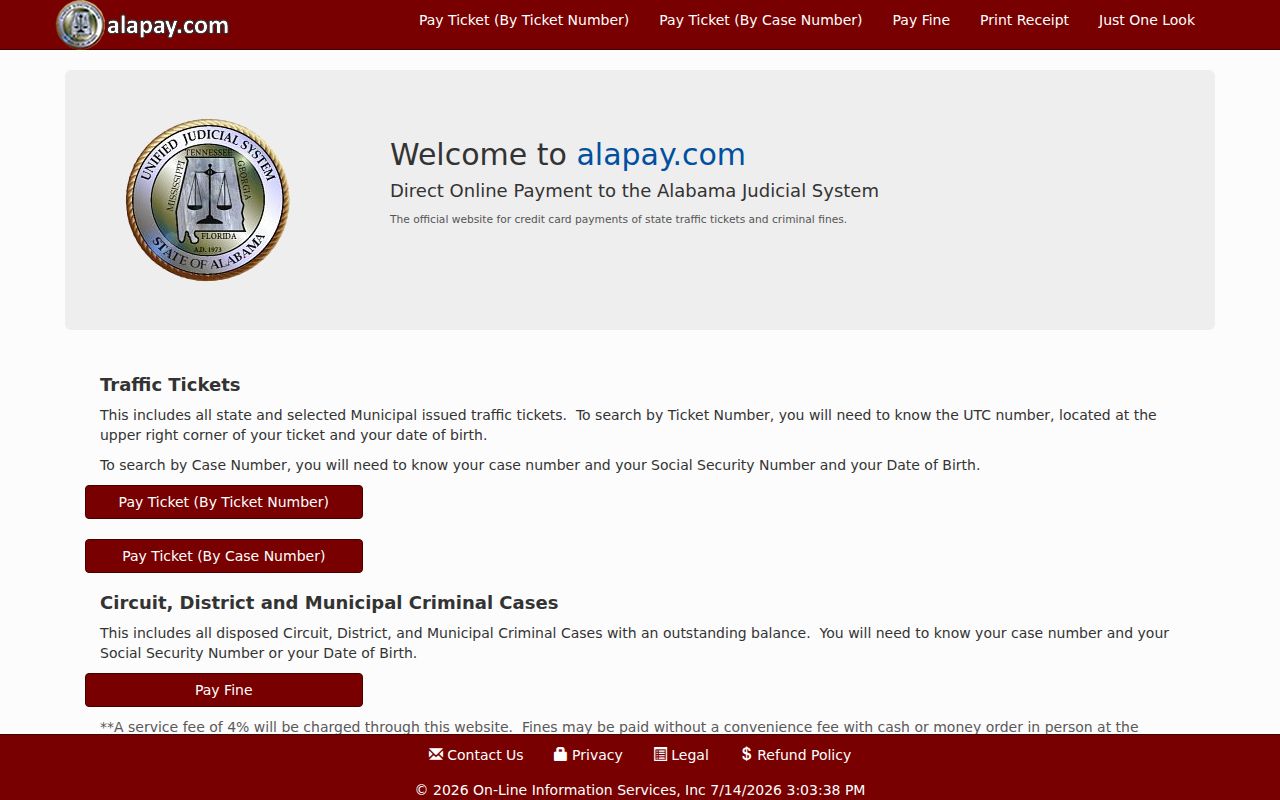 Houston County traffic court records AlaPay payment portal