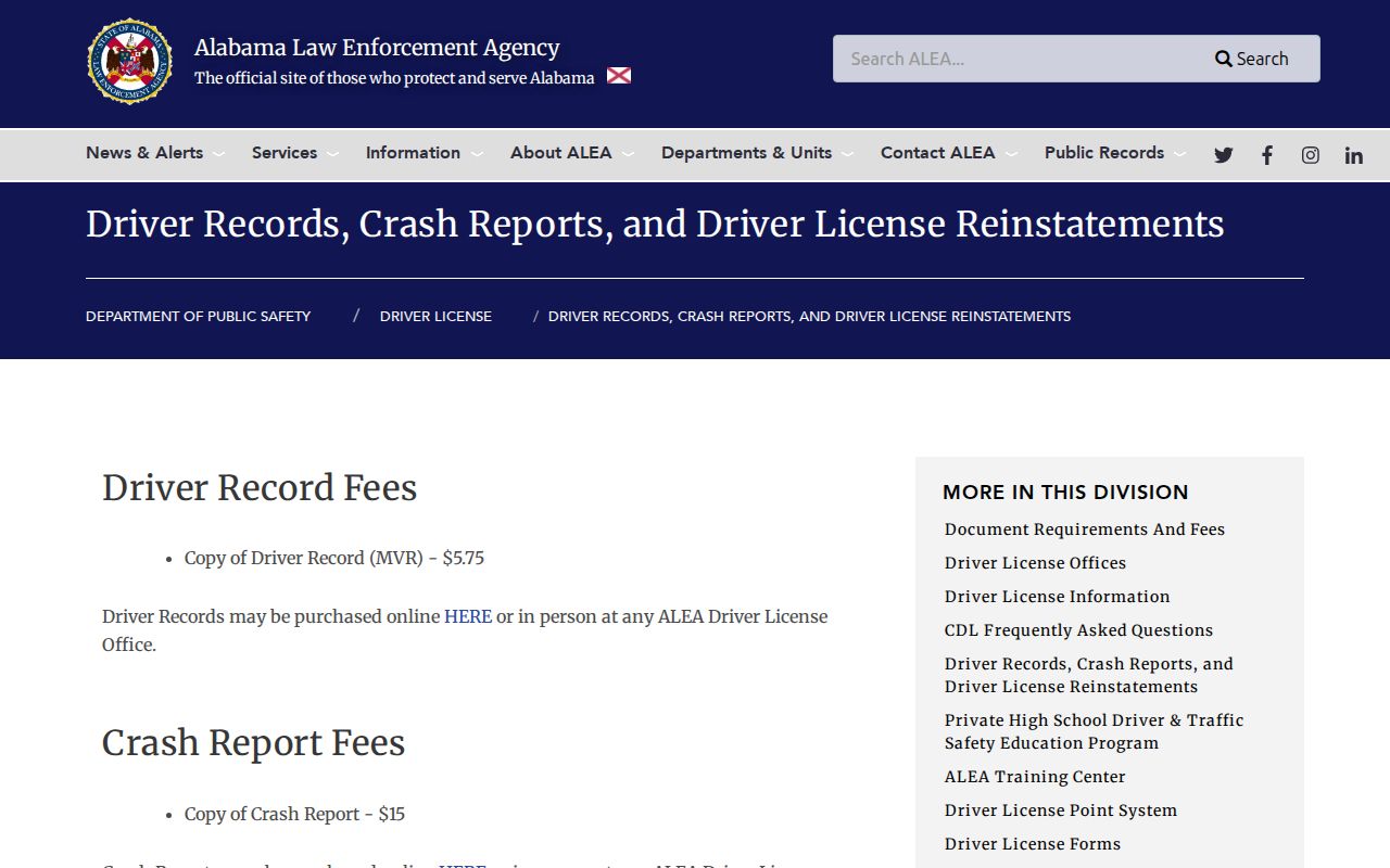 Houston County traffic court records ALEA driver records page
