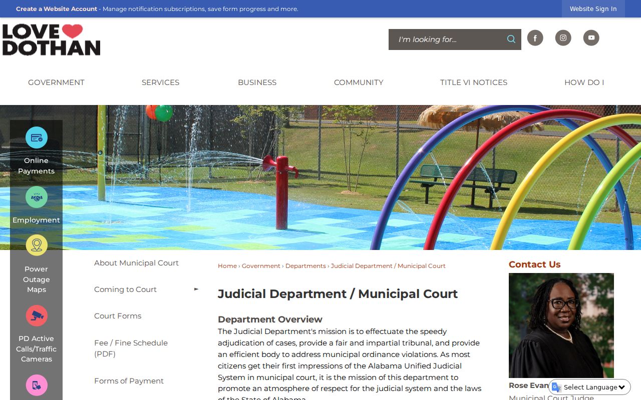 Dothan Municipal Court page for municipal warrant and magistrate contact information
