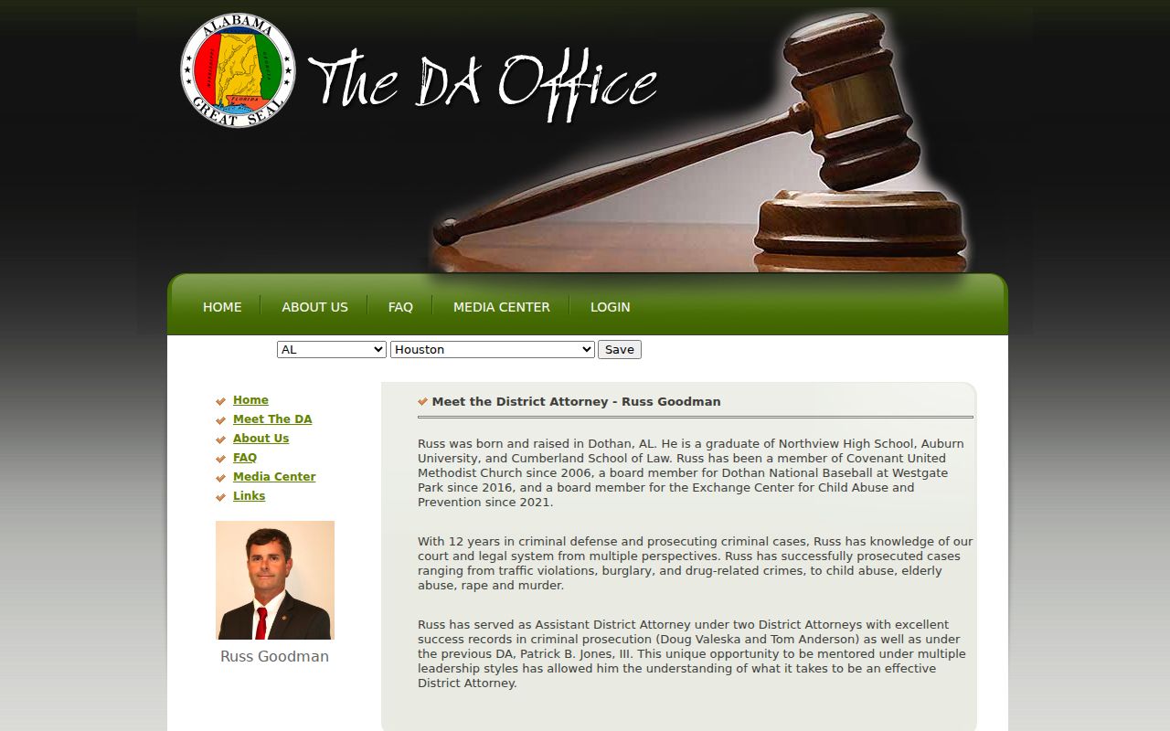 Twentieth Judicial Circuit District Attorney information for Houston and Henry Counties
